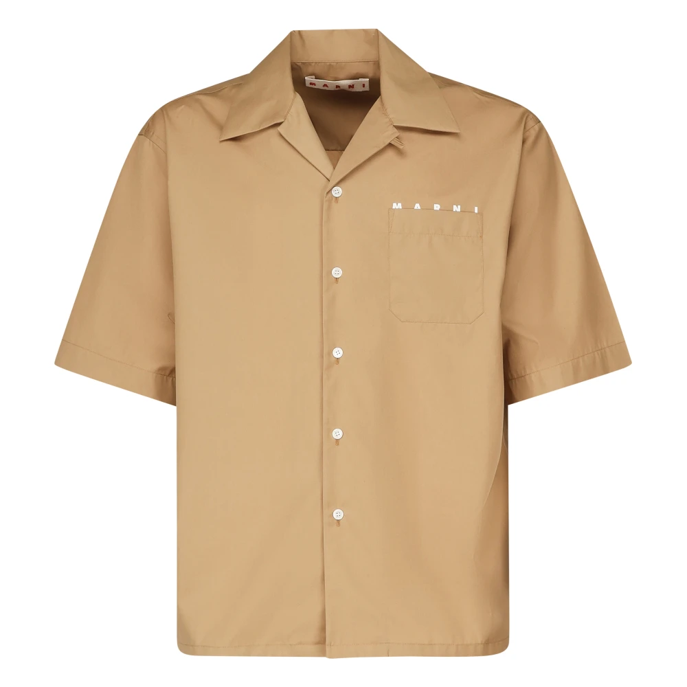 Marni Knoopsluiting Cubaanse kraag shirt zand Beige Heren