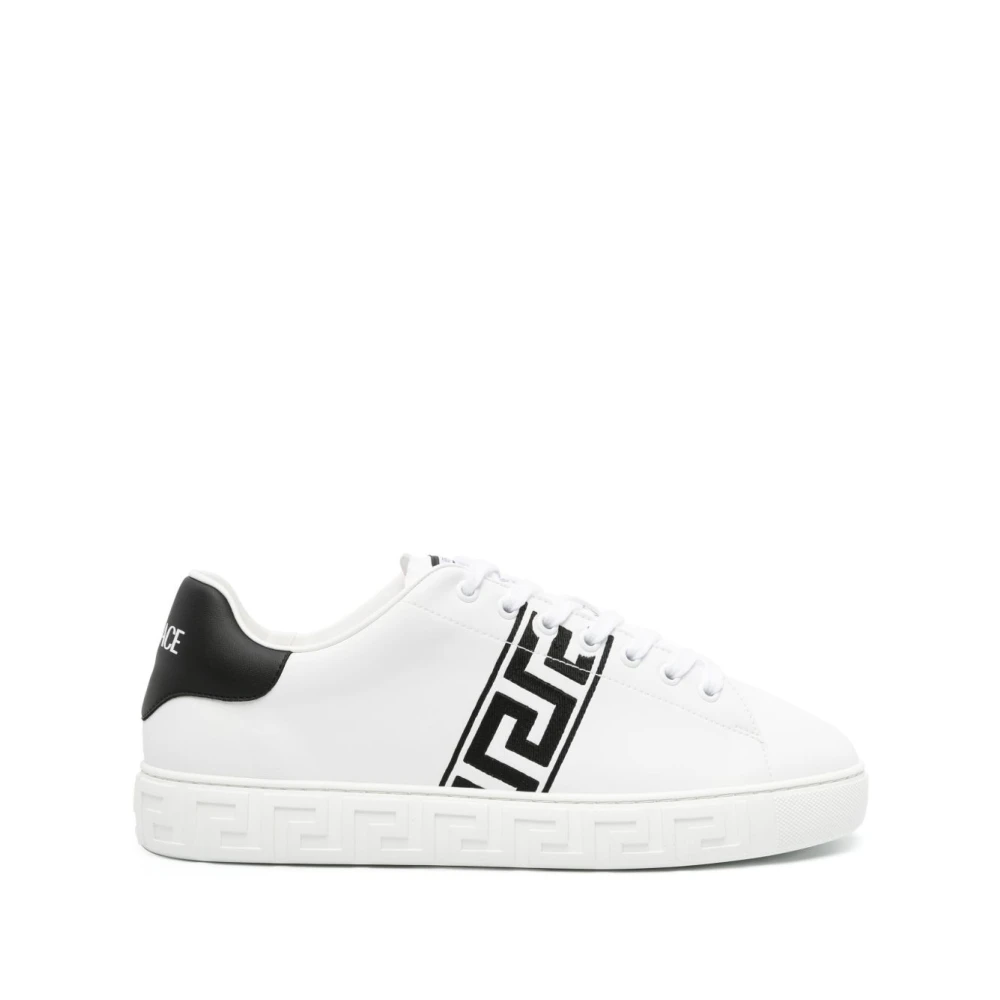 Versace Men's White Sneakers,, Trainers With Greca Embroidery Size 8