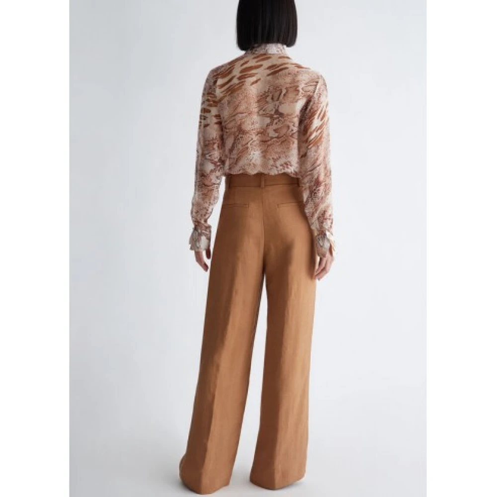 Liu Jo Palazzo Linnen Broek Brown Dames