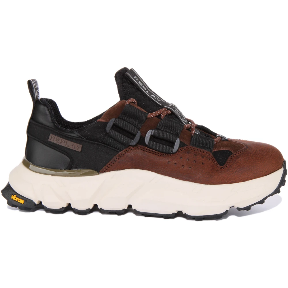 Replay Men's Multicolor Sneakers, 10 Uk, Laguna Black Brown Leather Trainers