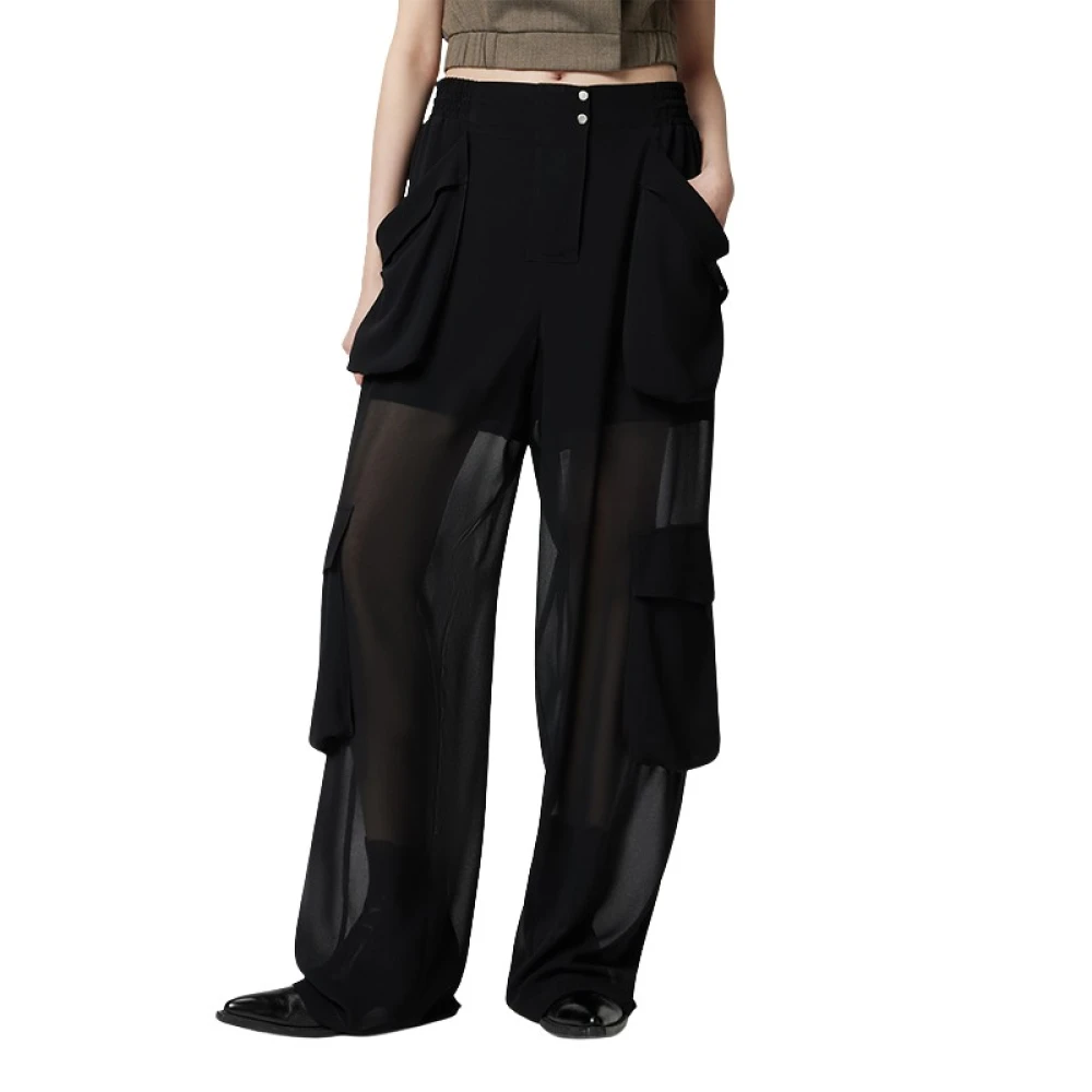 Pinko Georgette Slouchy Oversize Relaxte Broek Black Dames