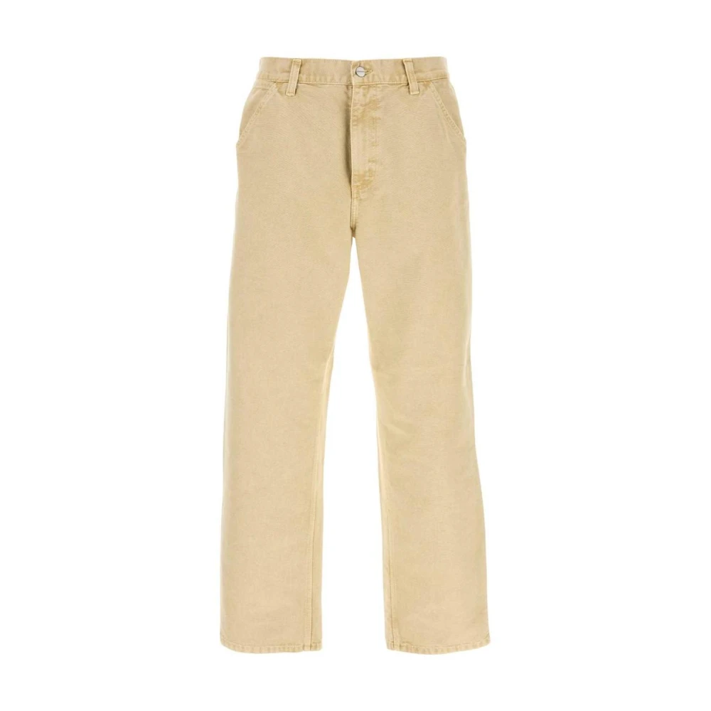Carhartt Wip Herr Beige Jeans W36, Slitstarka Arbetsinspirerade Byxor Med Raka Ben