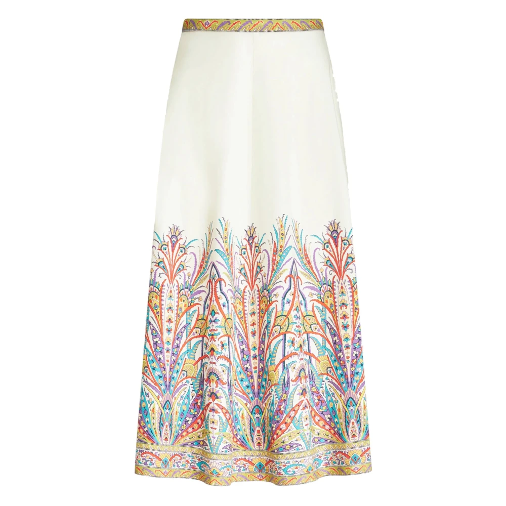 ETRO Casual Wit Katoen Elastaan Rok Multicolor Dames