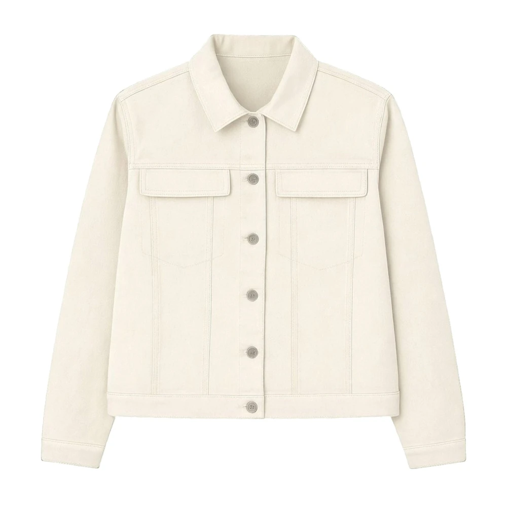 2-Biz Women's Beige Denim Jacket - Denim Jackets - M - Jackets