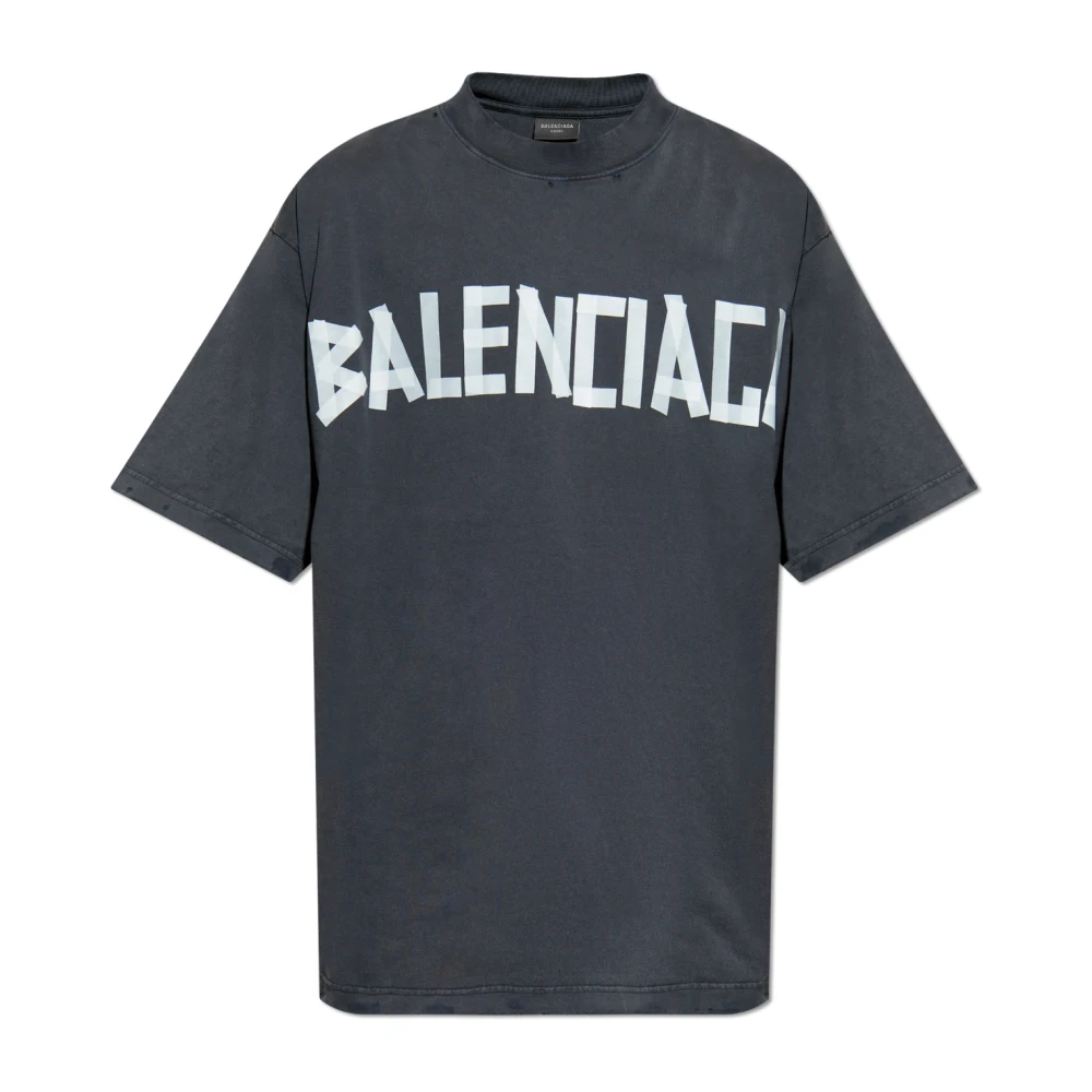 Balenciaga Back T-shirt Medium Fit Gray Heren