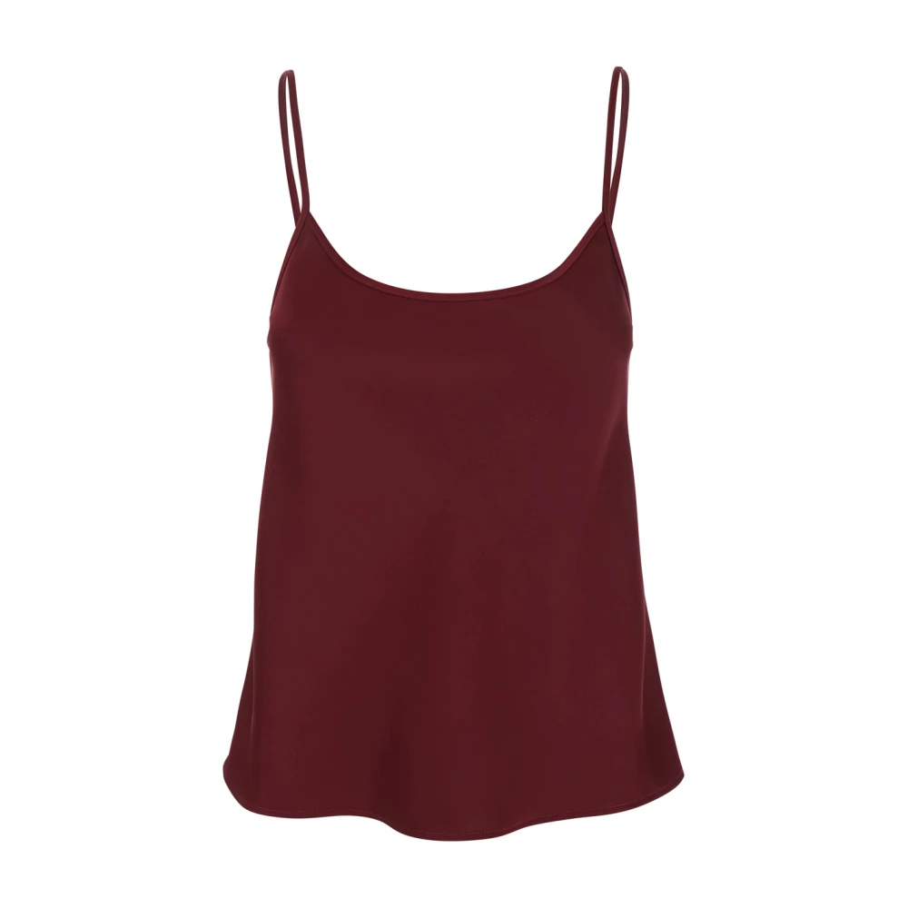 Plain Units Bordeaux Satin Spaghetti Strap Top Red, Dam