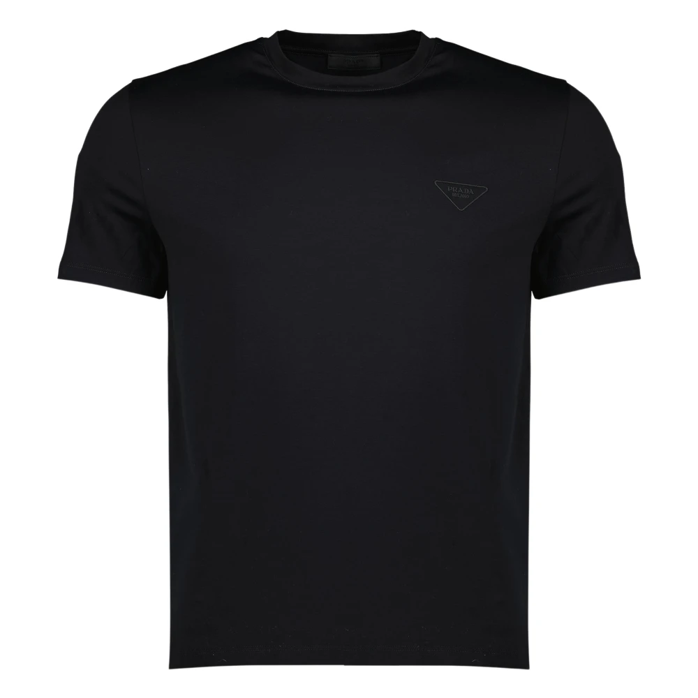 Prada Black Stretch Cotton T-Shirt - Male - T-Shirts - L - Tops