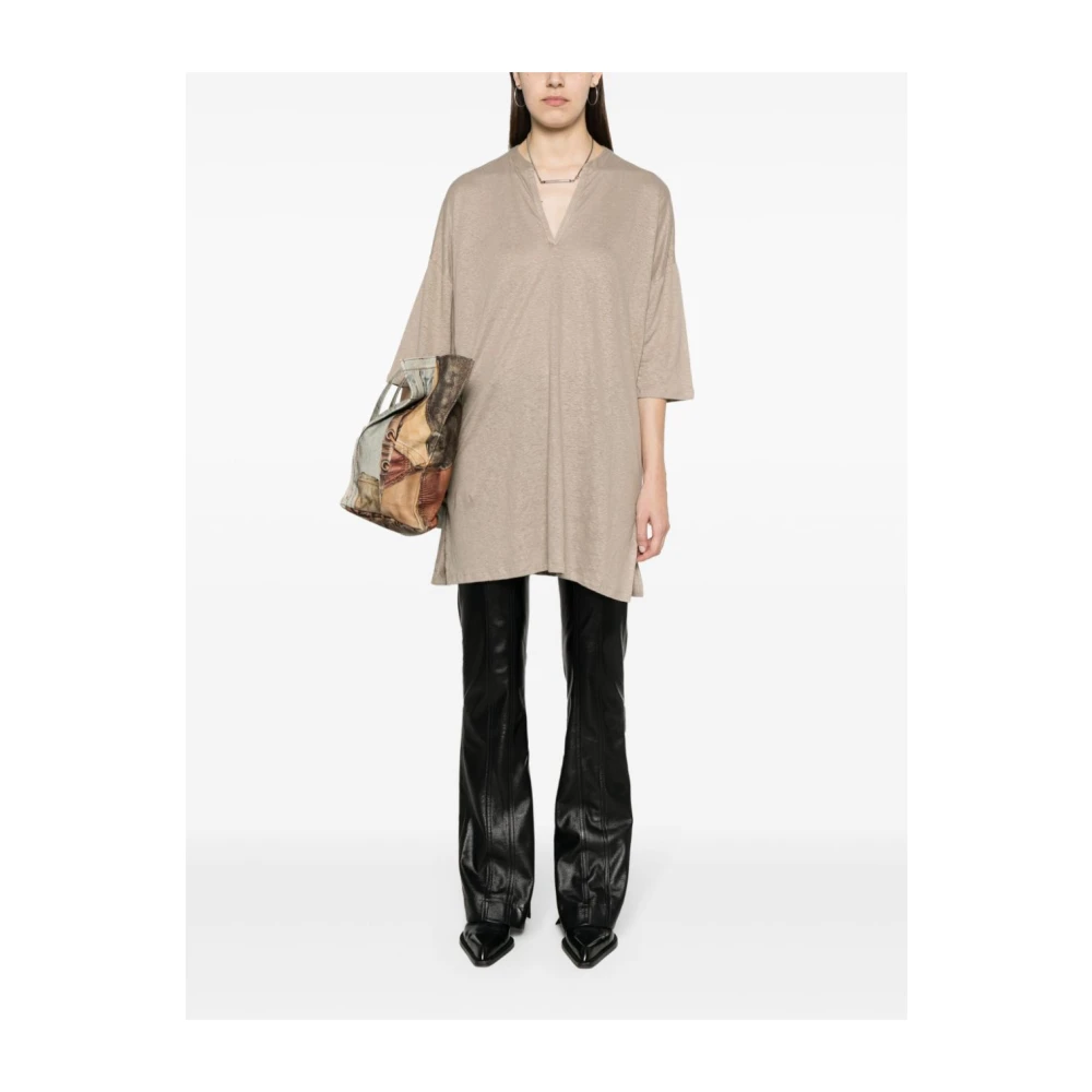 majestic filatures Dove Grey Linnen Jurk Beige Dames
