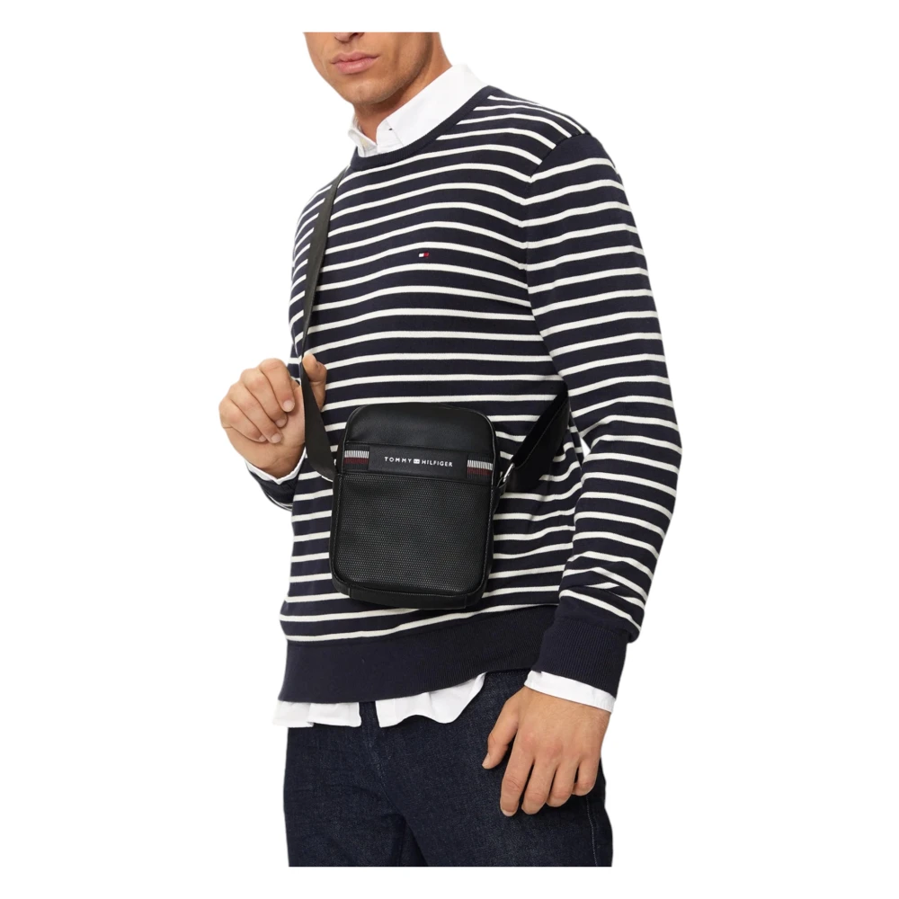 Tommy Hilfiger Zwarte Rits Schoudertas Mannen Herfst Winter Black Heren
