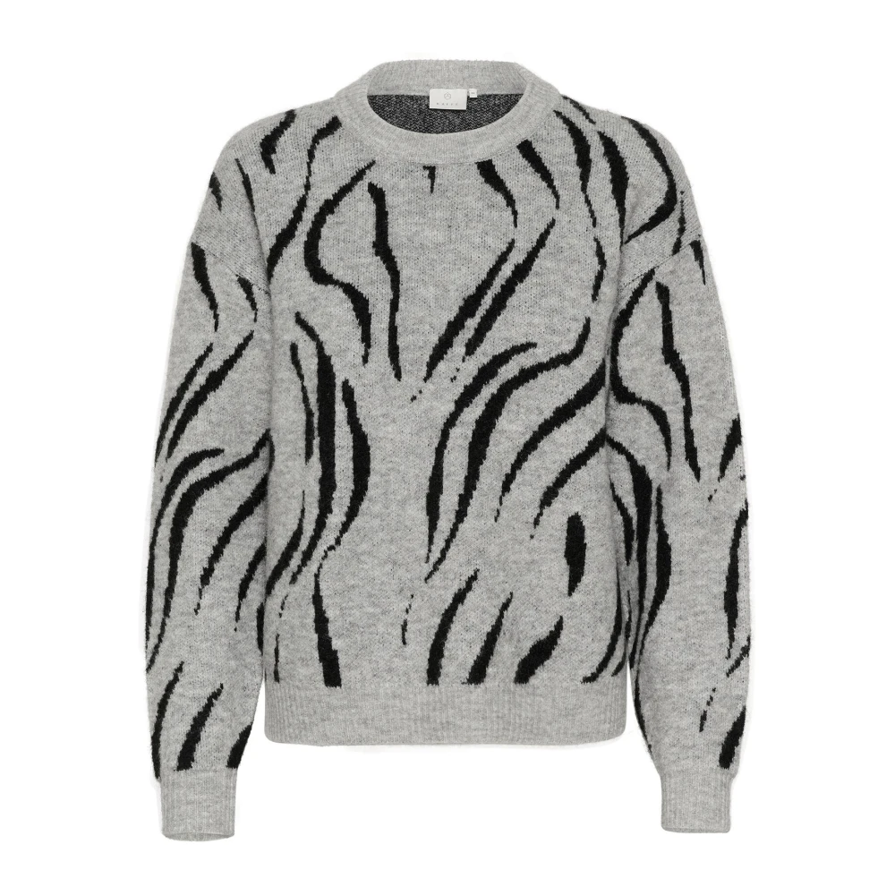 Kaffe Gebreide Trui Grijs Melange Zwart Gray Dames
