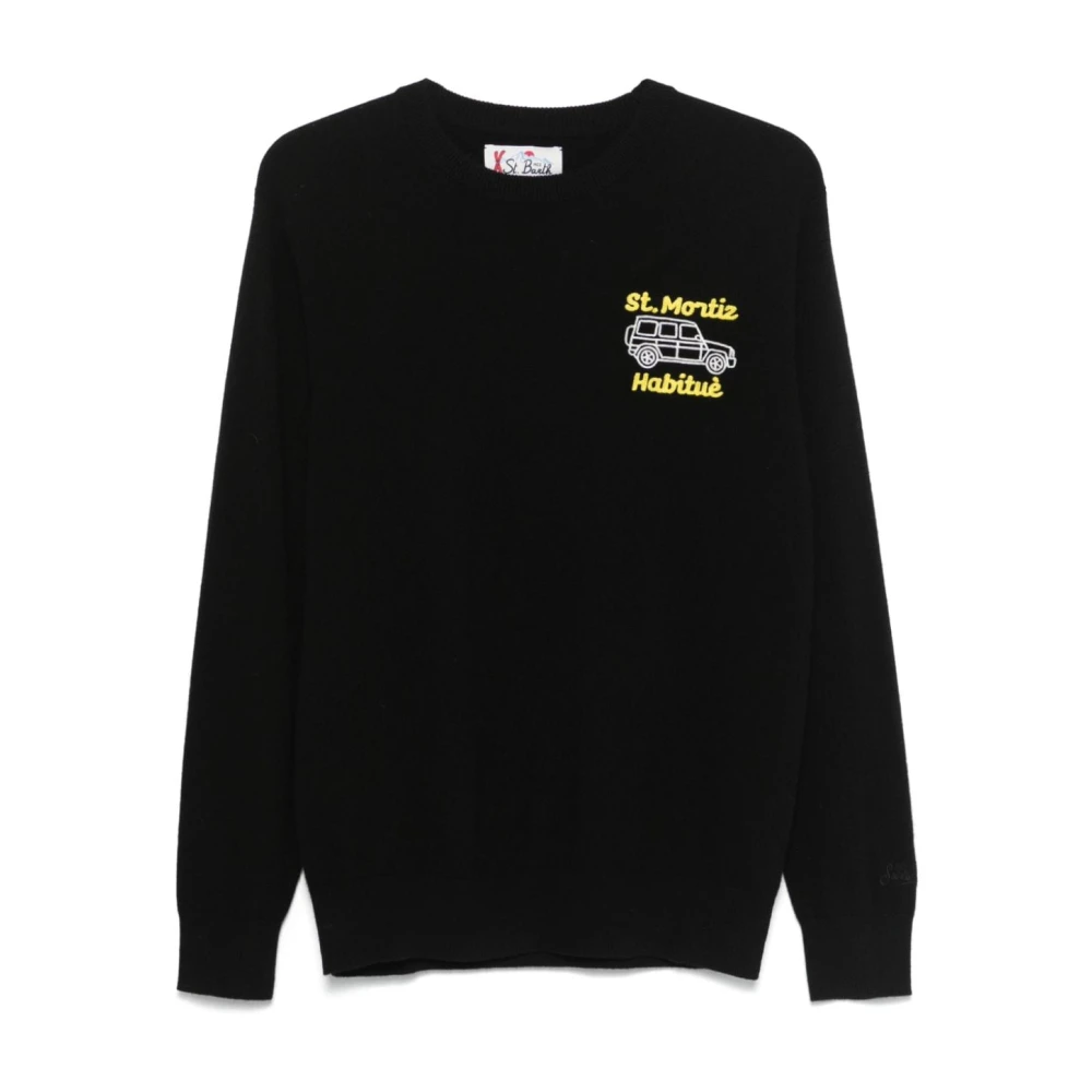 MC2 Saint Barth Jacquard Sweater Zwart Wolmix Black Heren