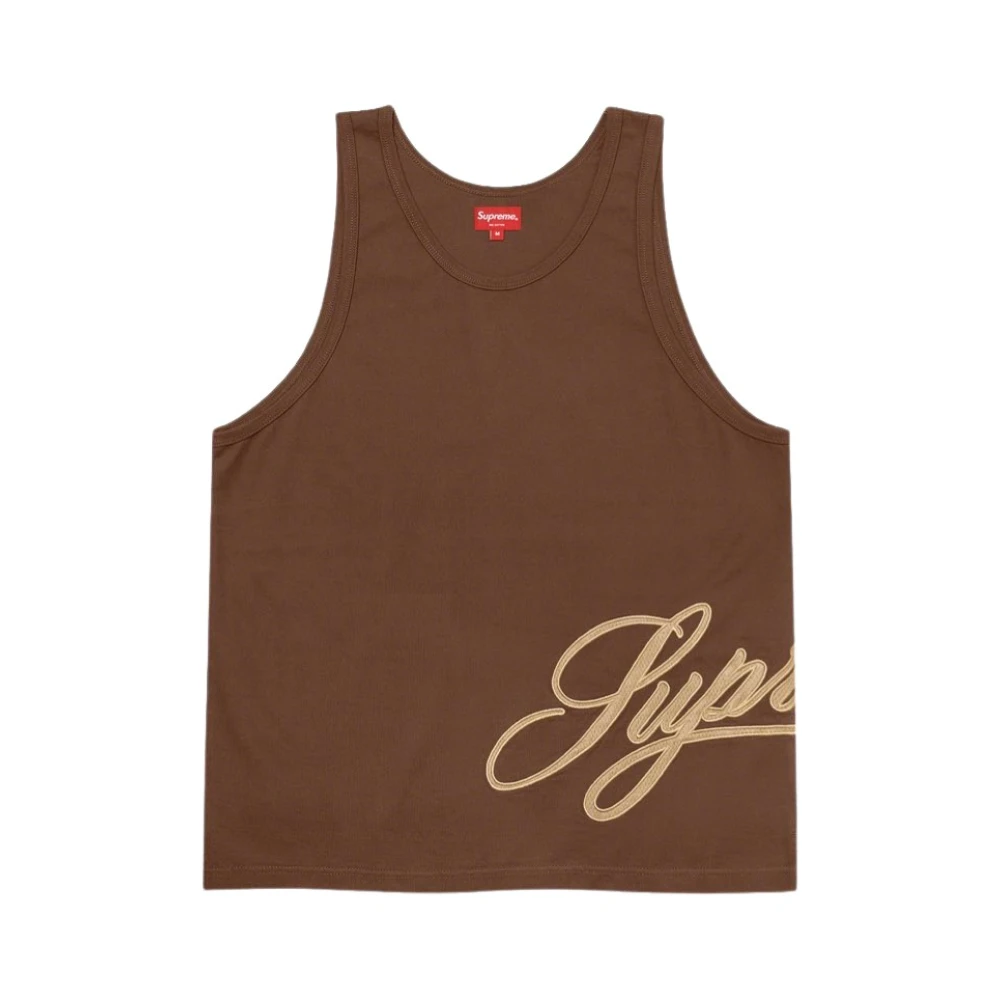 Supreme Mesh Script Tank Top Brown Heren