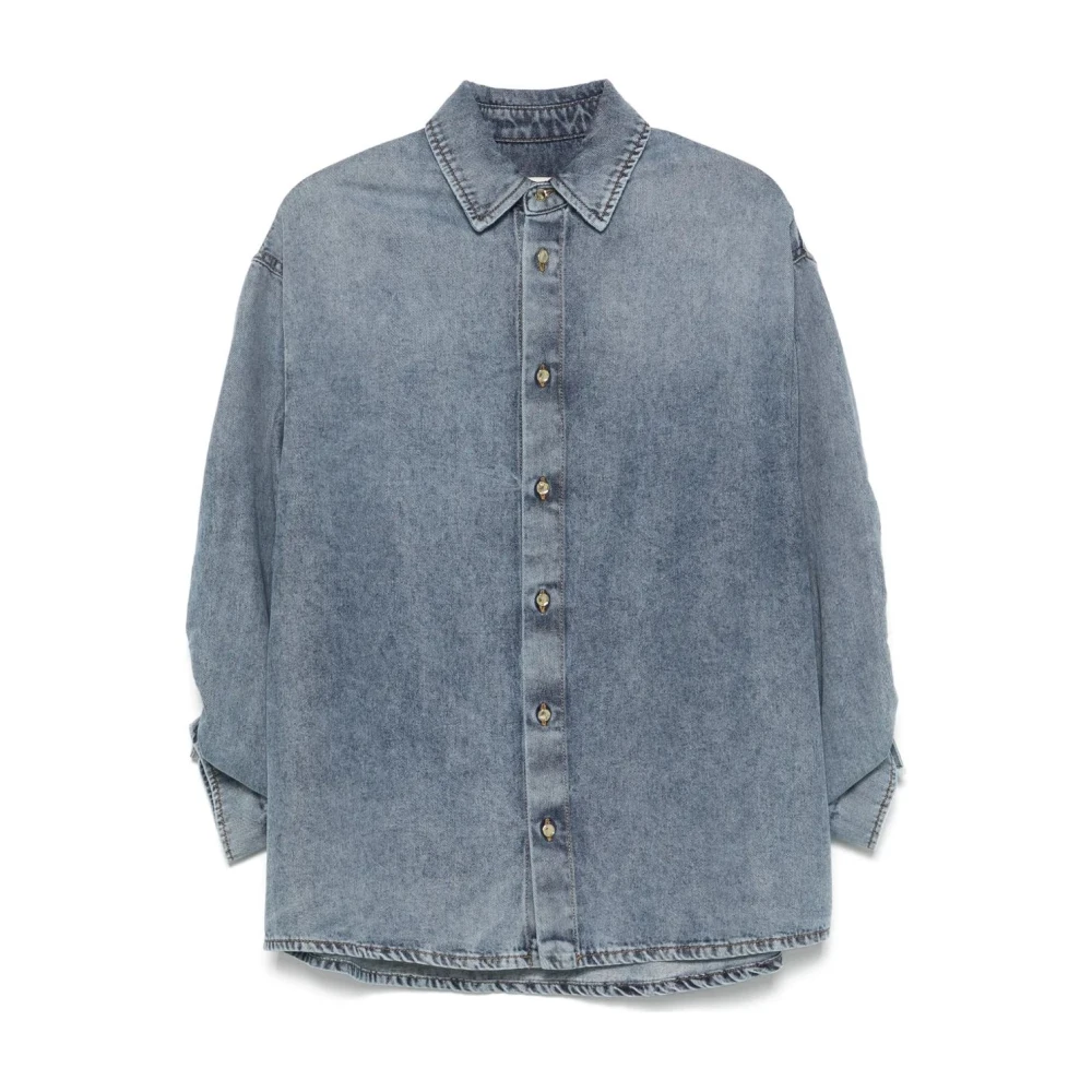 Darkpark Denim Ruche Shirt Blue Dames
