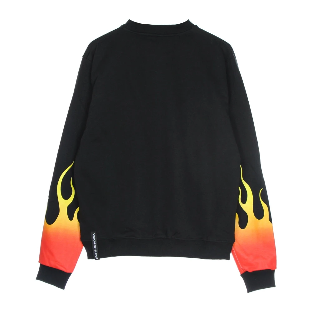 Vision OF Super Rode Crewneck Sweatshirt met Vlammenpatroon Black Heren