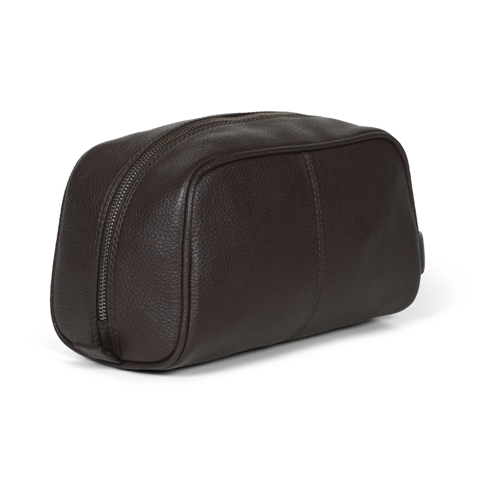 Howard London Donkerbruine leren heren toilettas Brown Heren
