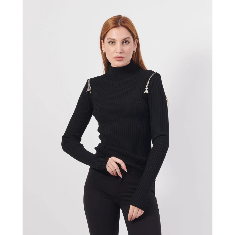 PATRIZIA PEPE Zwarte trui met ritssluiting Black Dames