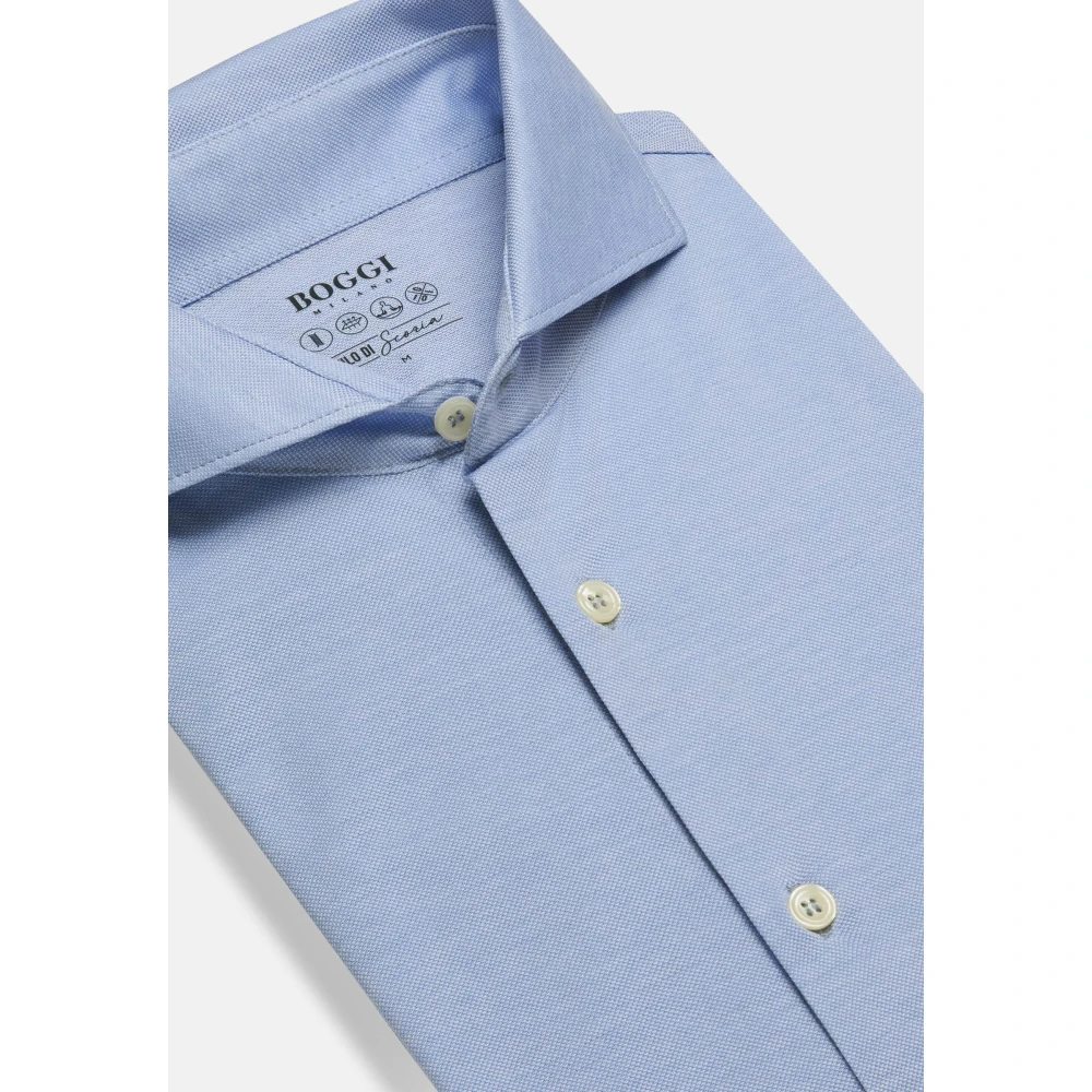Boggi Milano Slim Fit Polo Shirt in Filo Di Scozia Pique Blue Heren