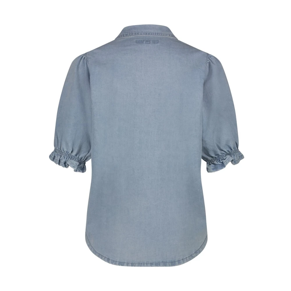 Red Button Denim blouse met drukknoopsluiting Blue Dames