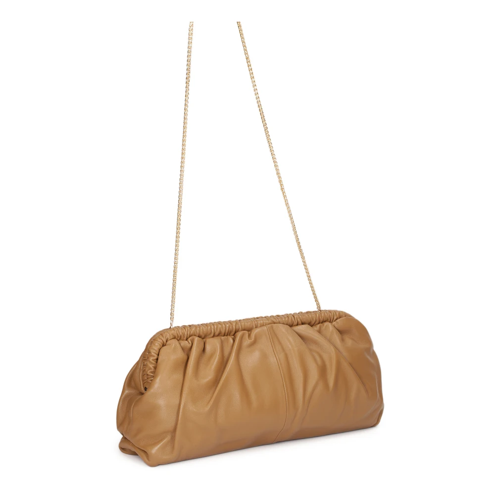 Kazar Leren handtas met metalen frame Brown Dames