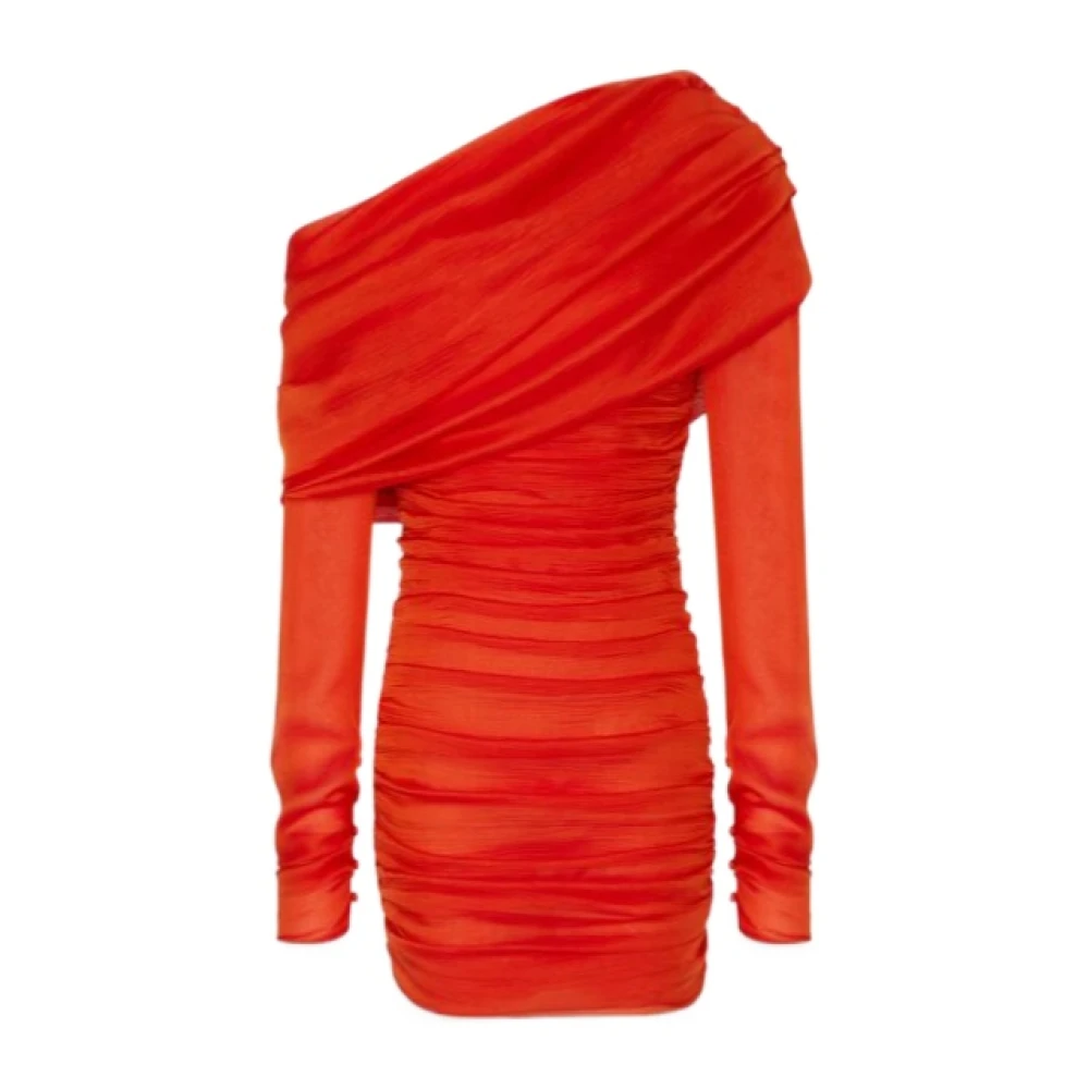 Saint Laurent Lange Mouw Zijden Jurk Red Dames
