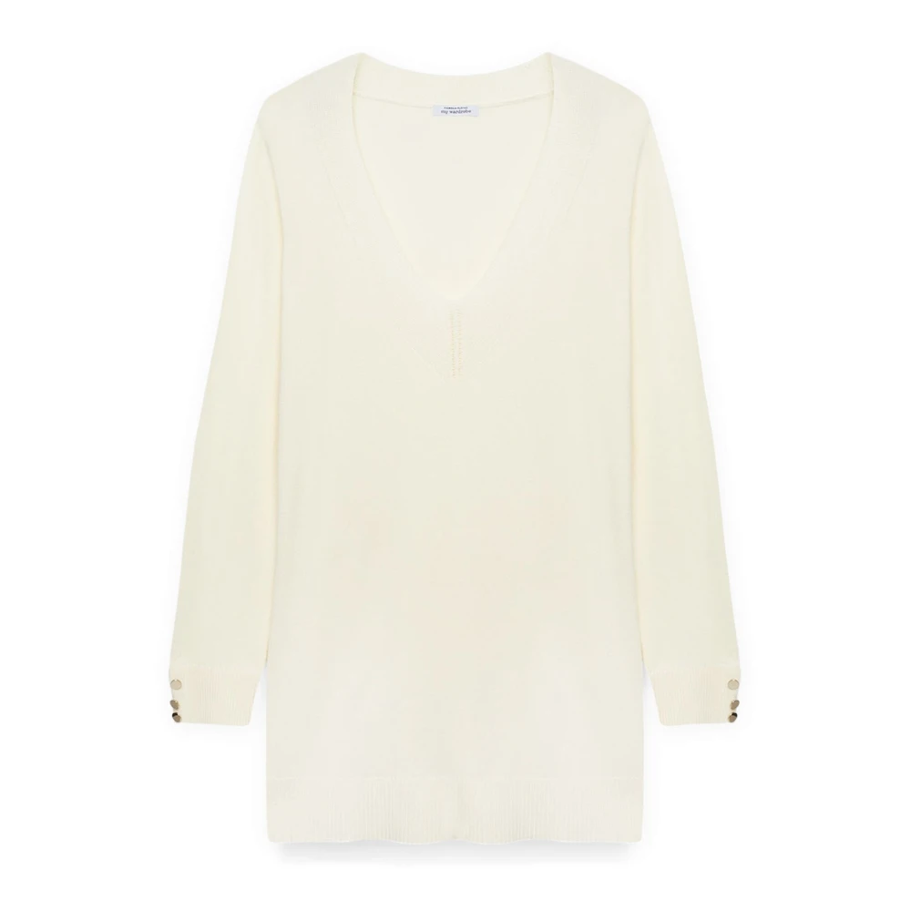 Fiorella Rubino Lange Pullover met Lenzing™ Ecovero™ Viscose White Dames