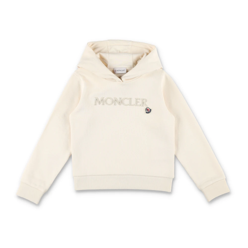 Moncler Vit Logo Hoodie Stickat Aw24 White, Flicka