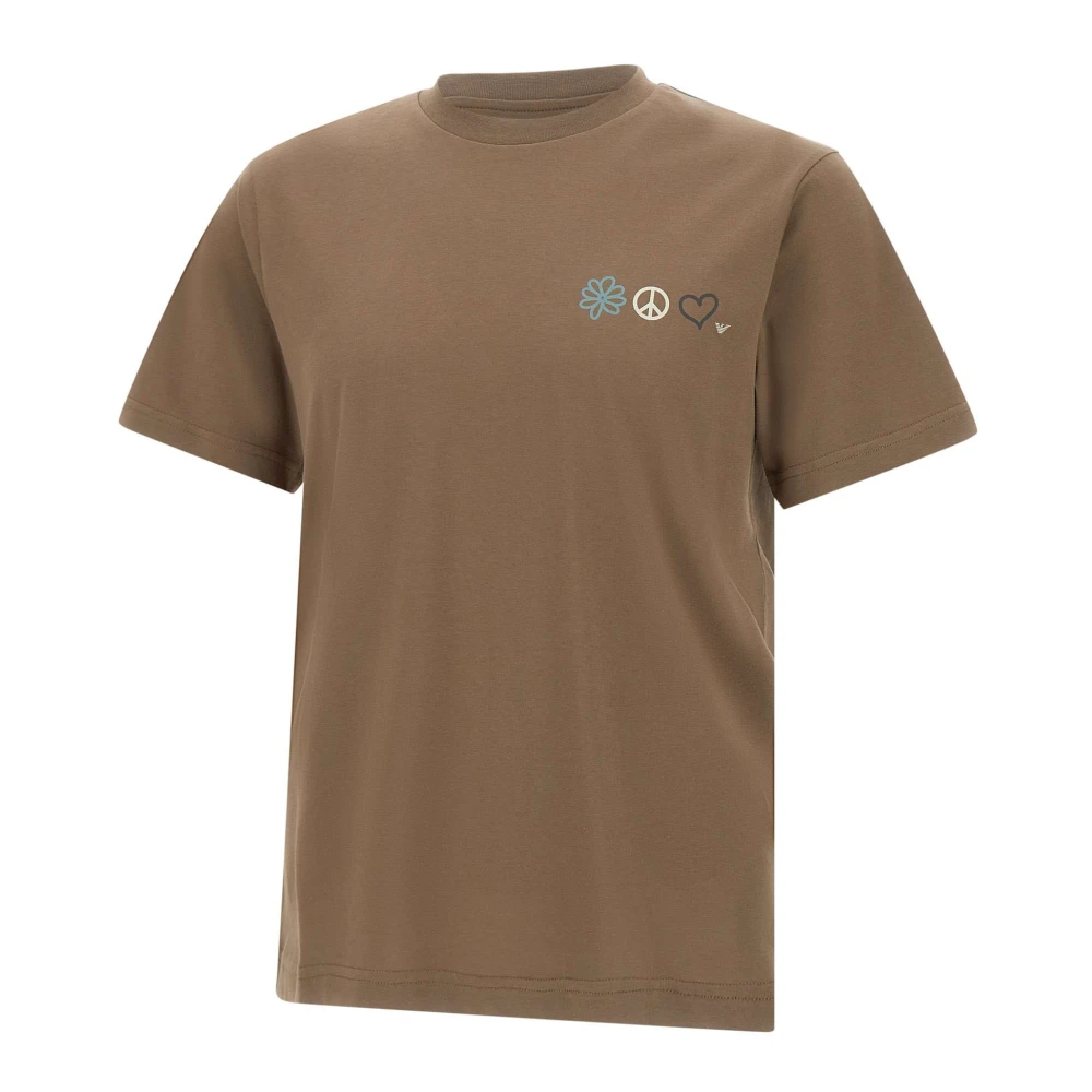Emporio Armani Heren Shitake Flower Peace T-shirt Brown Heren