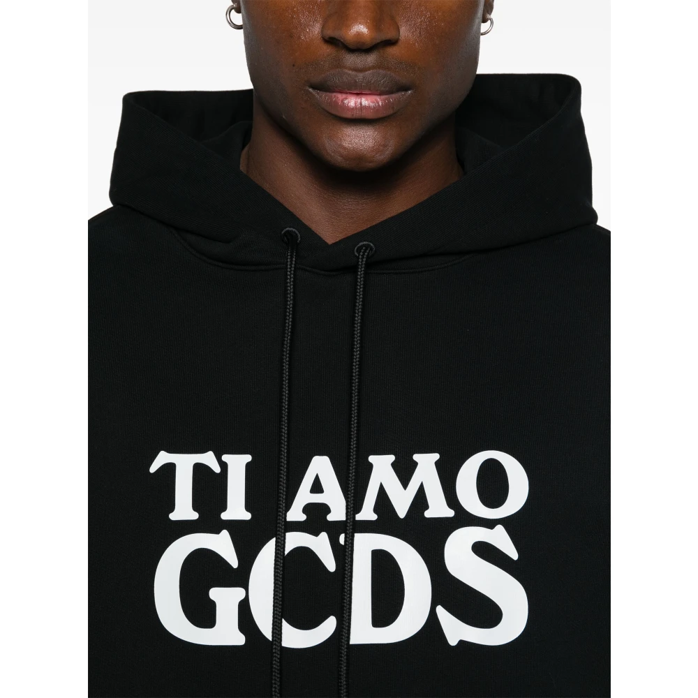 Gcds Zwarte Ti Amo Hoodie Black Heren