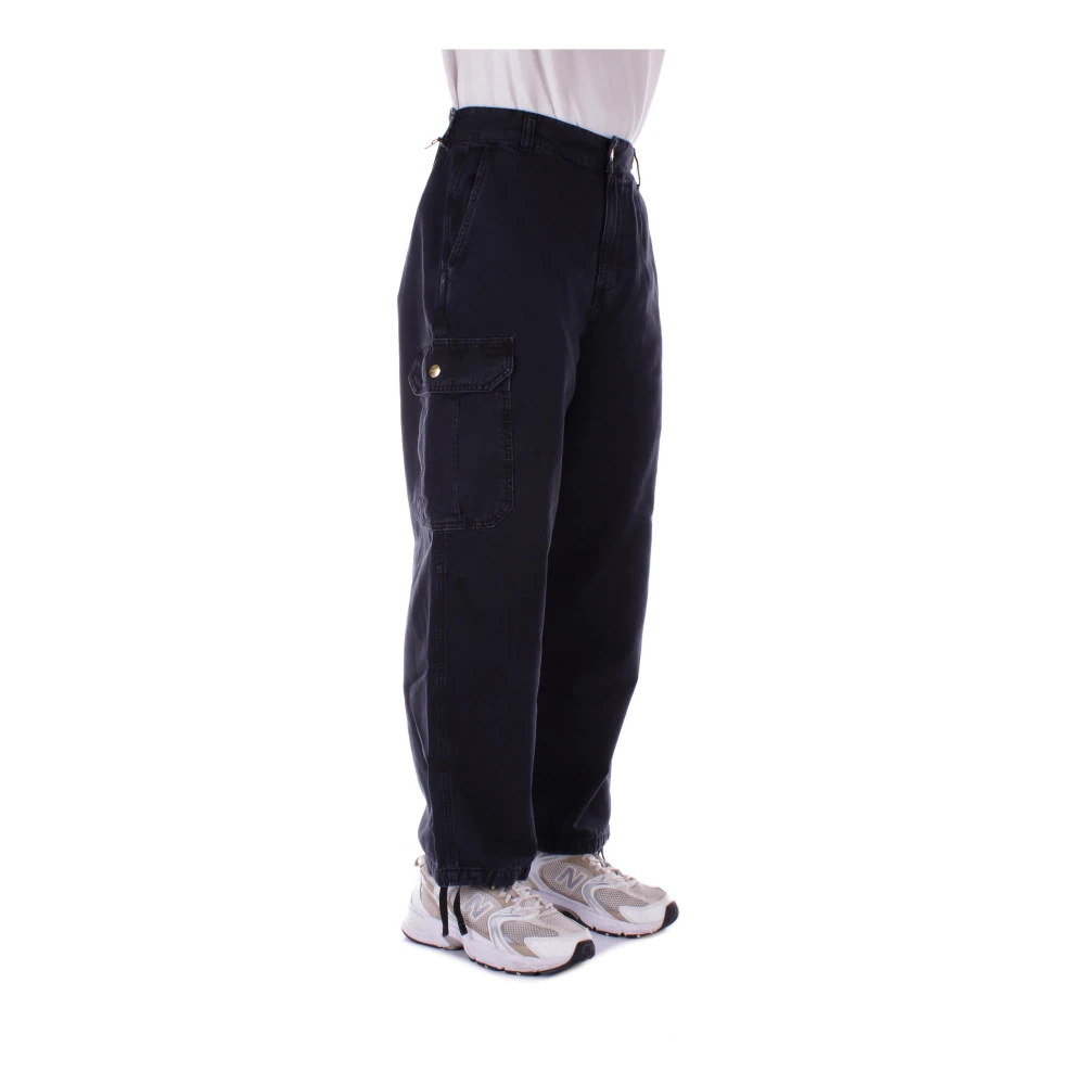 Carhartt WIP Zwarte broek met logodetails Black Heren