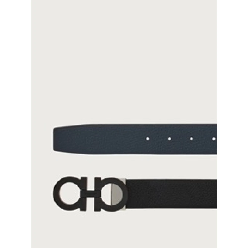 Salvatore Ferragamo Zwart Oranje Leren Riem Regular Fit Black Heren