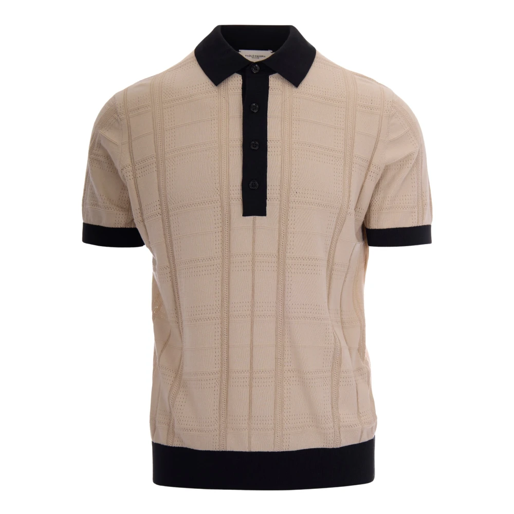 Paolo Pecora Polo Shirts, Male, Xl, Polo Knit Shirt Beige