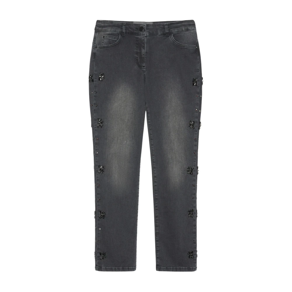 Elena Mirò Handgeborduurde jeans Gray Dames