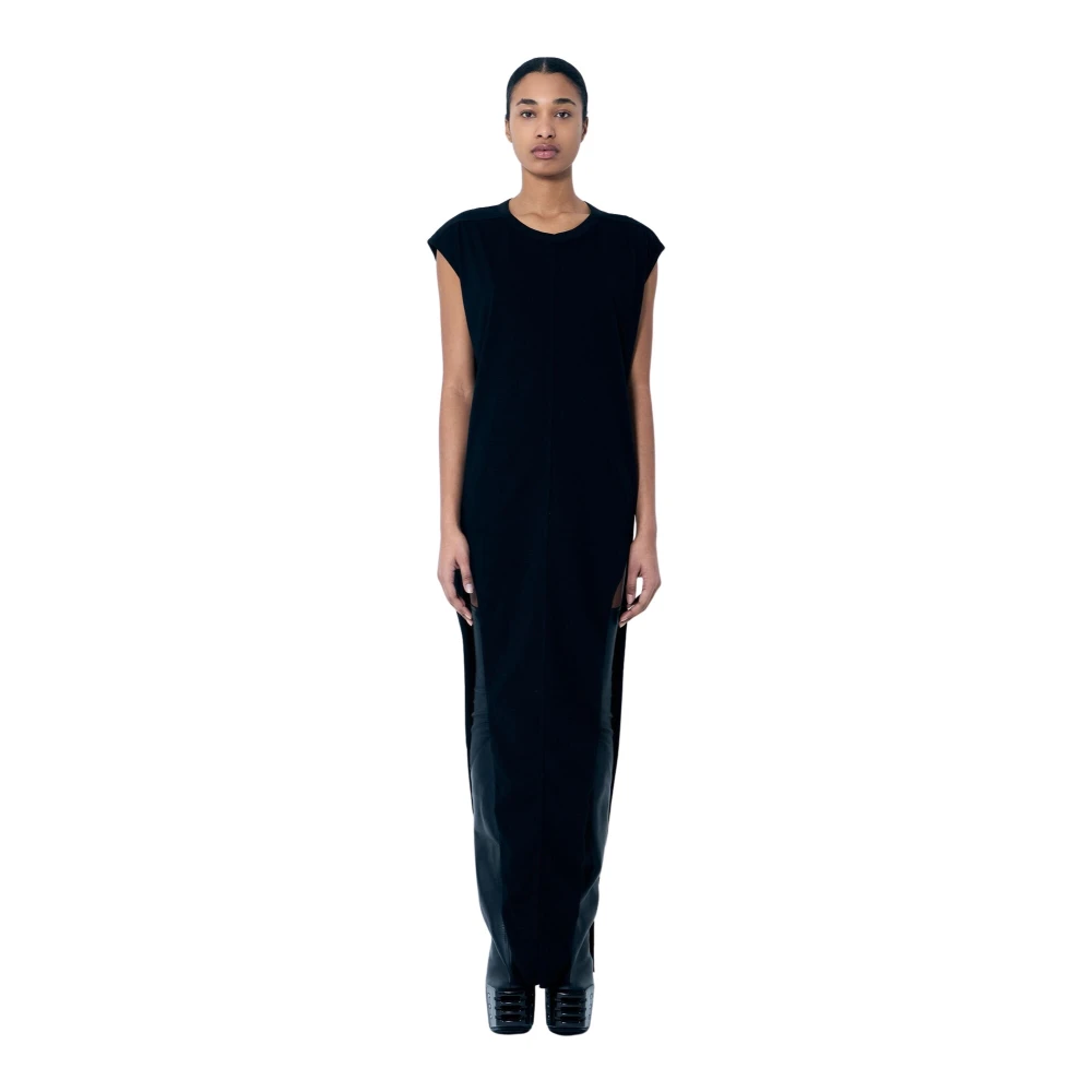 Rick Owens Panel Maxi Jurk met Splitnaden Black Dames