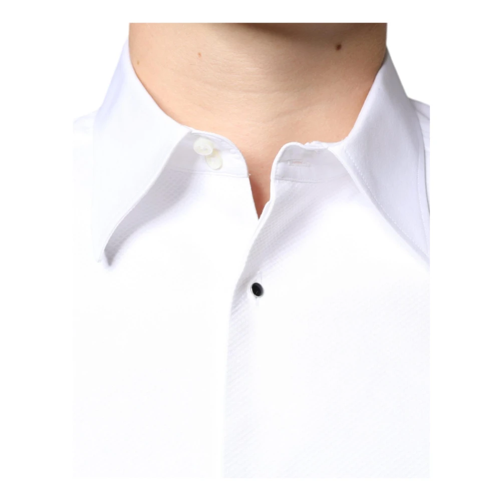 Dolce & Gabbana Slim Fit Katoenen Overhemd Wit White Heren