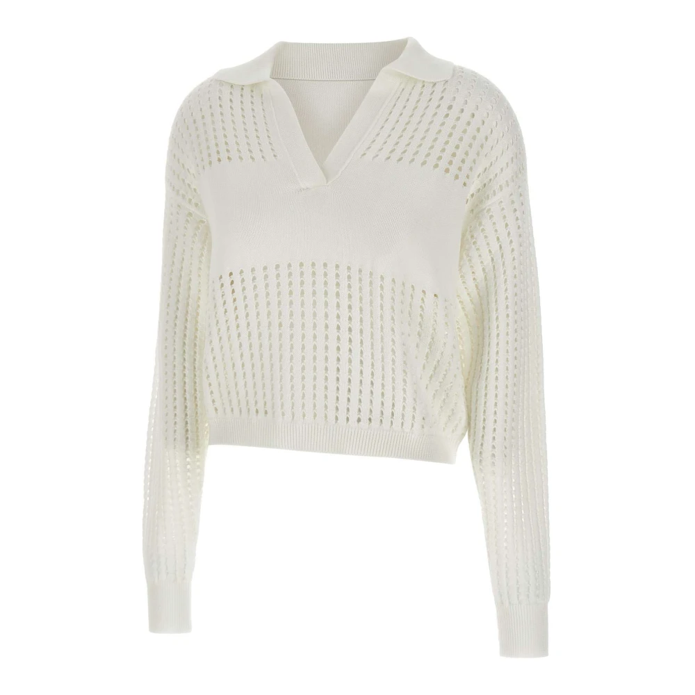 Iceberg Witte katoenen polo met geperforeerde strepen en logo White Dames