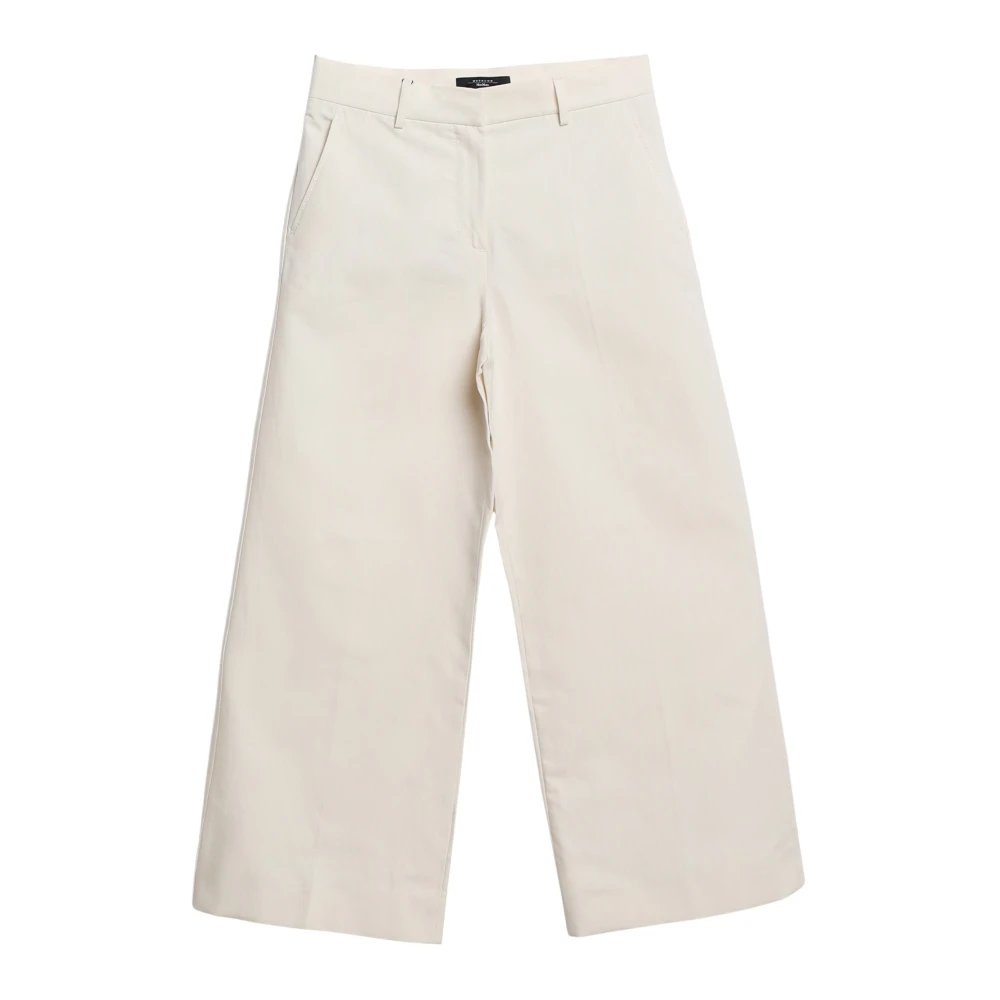 Weekend Max Mara Women's Beige Cotton And Linen Canvas Trousers - Wide Trousers - Xs - Trousers