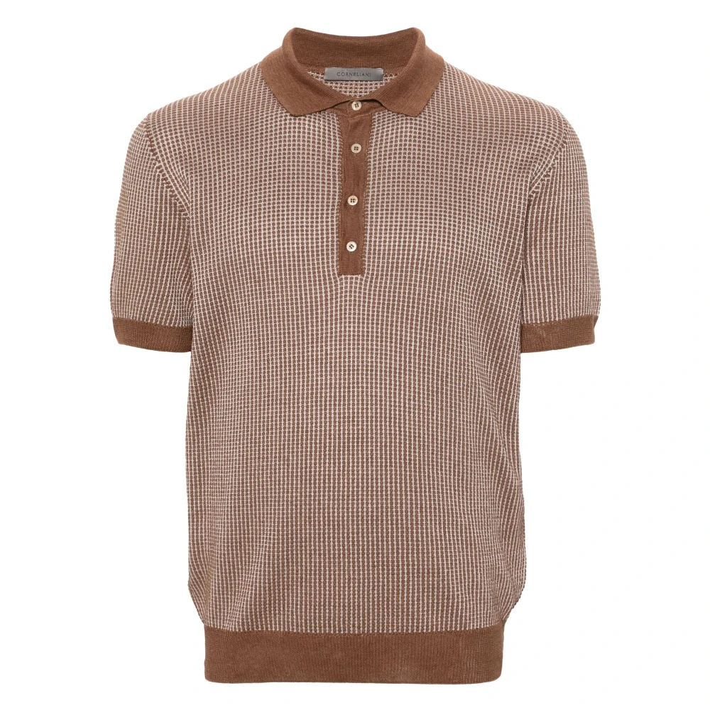 Corneliani Casual Polo Shirt in Bruin Vlas Zijde Brown Heren