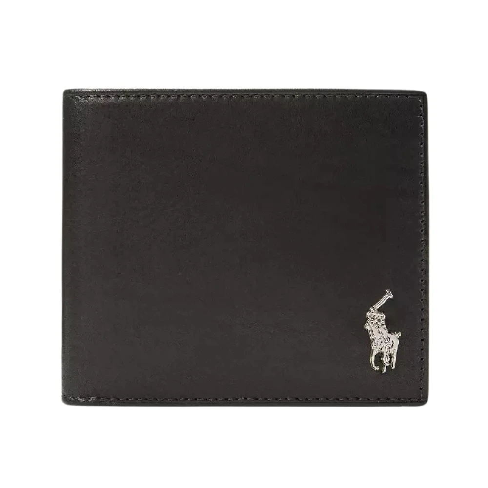Ralph Lauren Zwarte leren portemonnee Wimbledon Black Heren