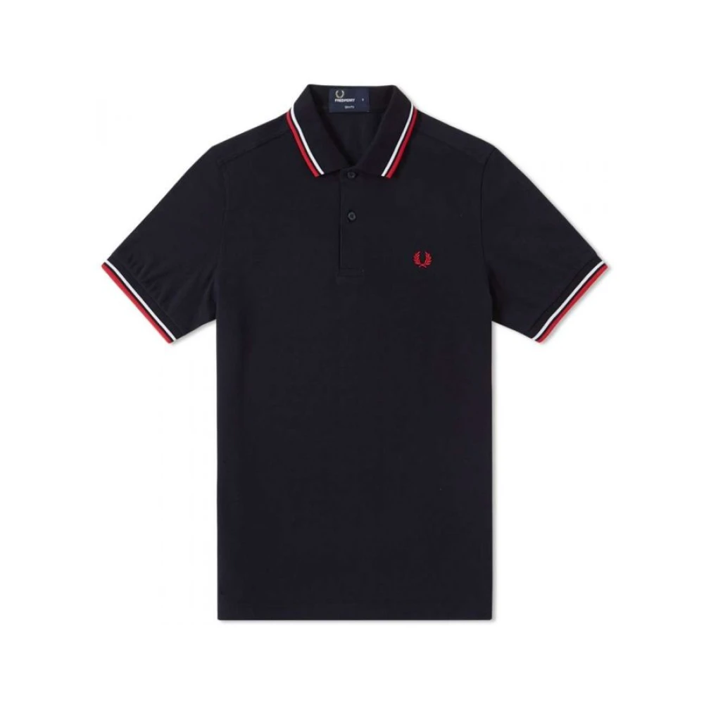 Fred Perry Slim Fit Twin Tipped Polo Navy White Red Blue Heren