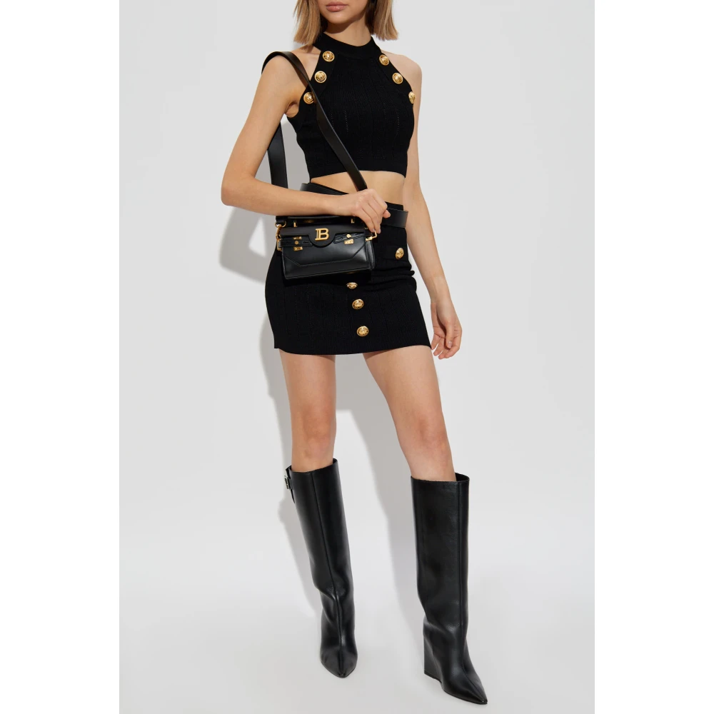 Balmain Korte Top met Decoratieve Knopen Black Dames
