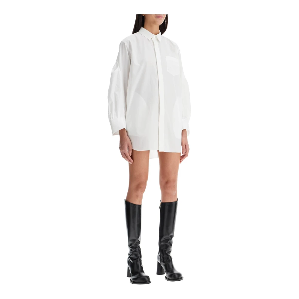 Sacai Witte Poplin Blouse met Luchtige Inzetstukken White Dames