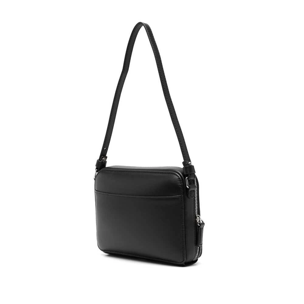 Courrèges Zwarte leren ketting-schoudertas Black Dames