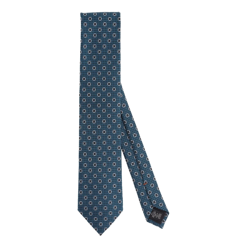 Er egildo Zegna Blauwe Zijden Micro Patroon Stropdas Blue Unisex
