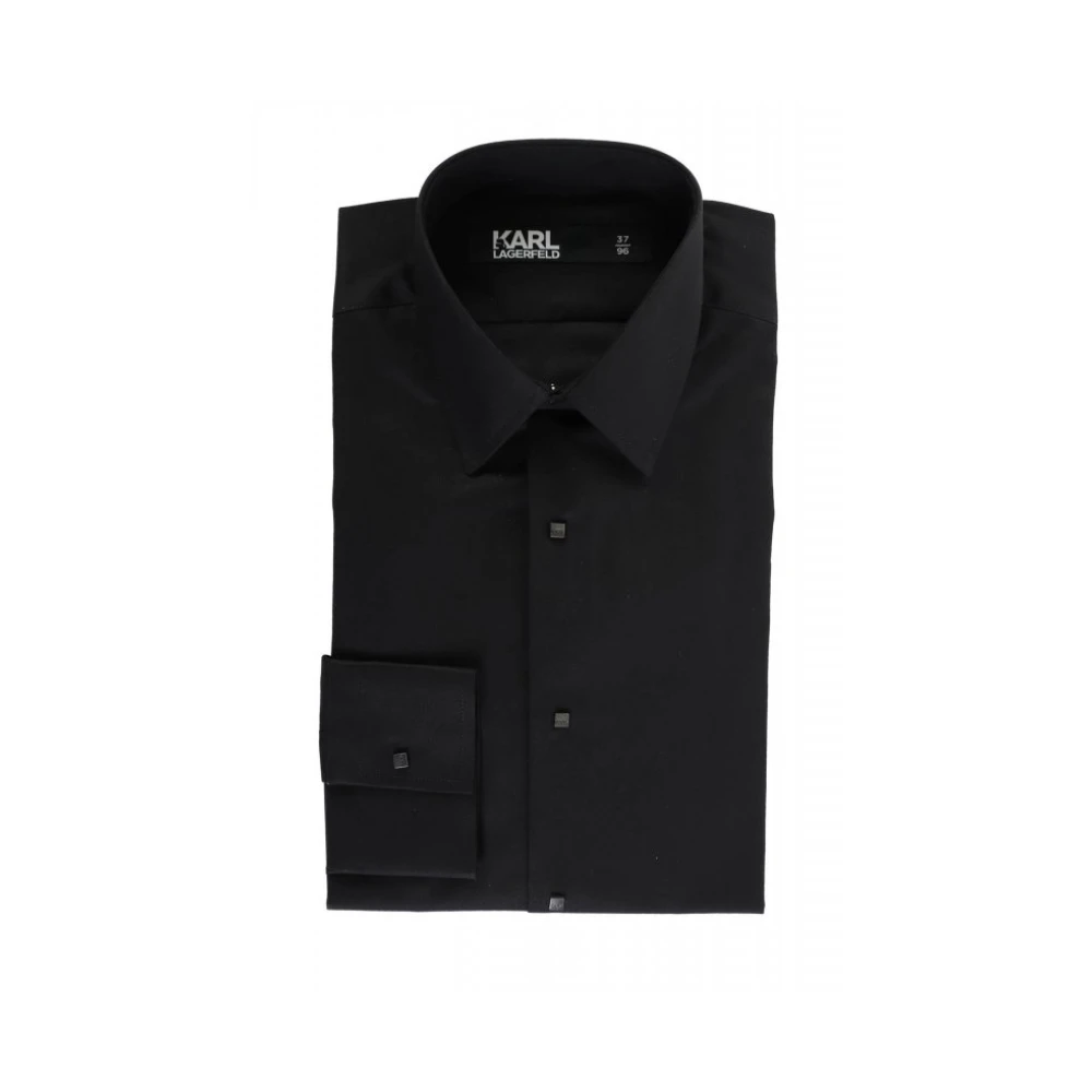 Karl Lagerfeld Uomo Nero Camicia A Maniche Lunghe In Cotone