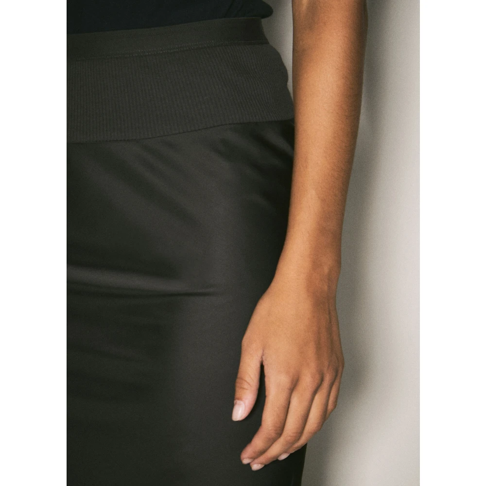 Rick Owens Satijnen Midi Rok met Paneelconstructie Black Dames