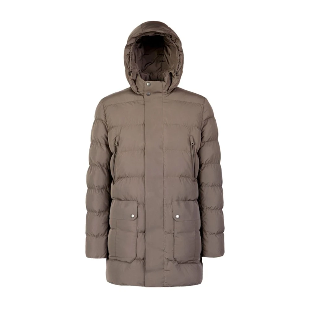 Geox Brown Pieve Longline Quilted Parka - Male - Parkas - Xl - Coats
