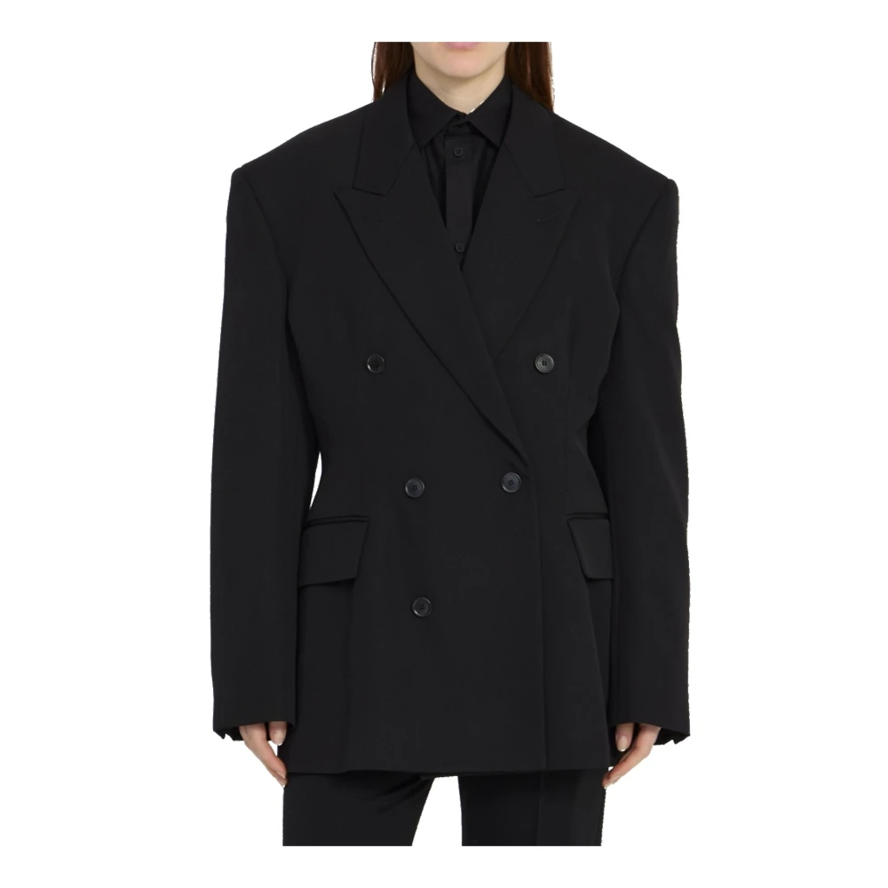 Balenciaga Zwarte wollen jas voor vrouwen Black Dames
