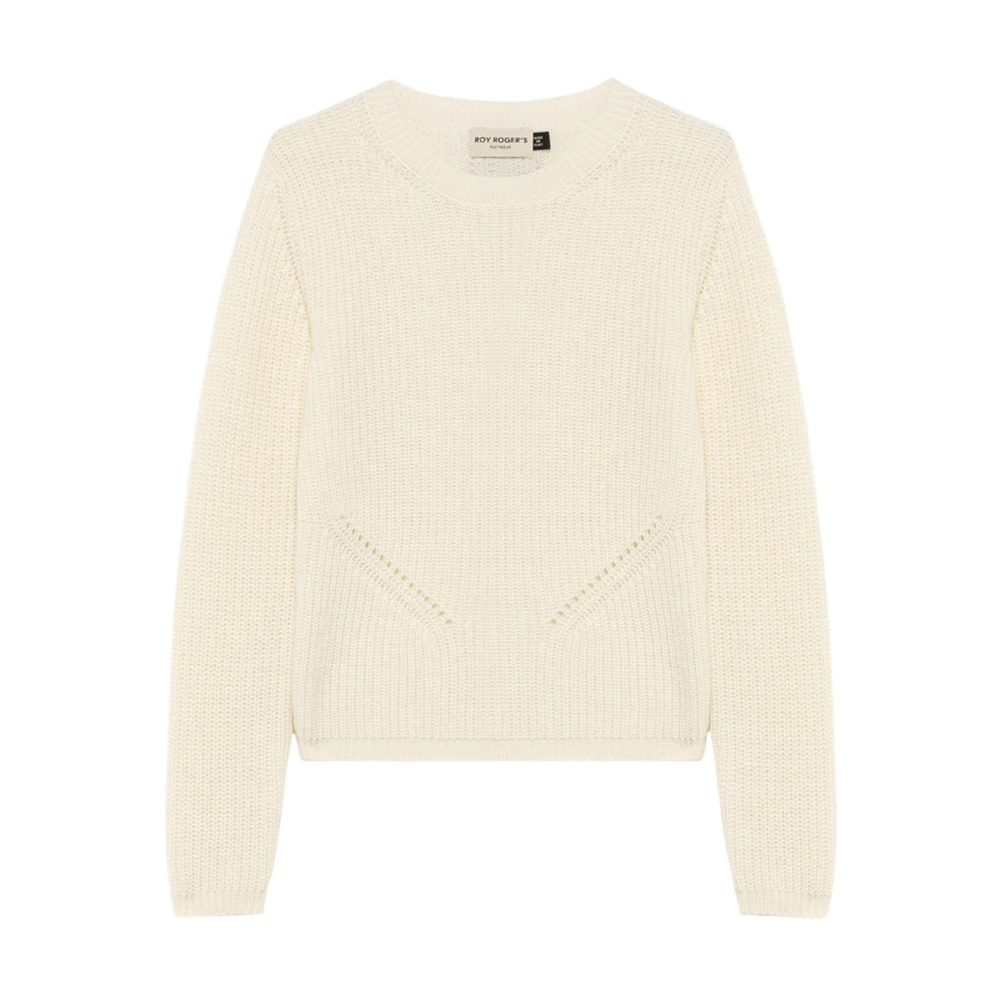 Roy Roger's Beige Wol Kasjmier Trui Geribbeld Beige Dames