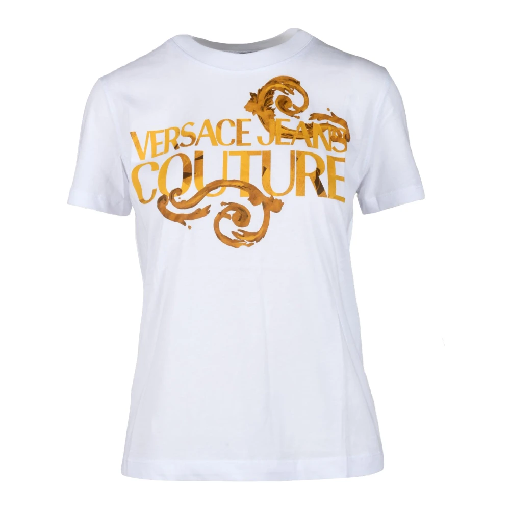 Versace Jeans Couture Katoenen T-shirt met Stijlvol Ontwerp White Dames