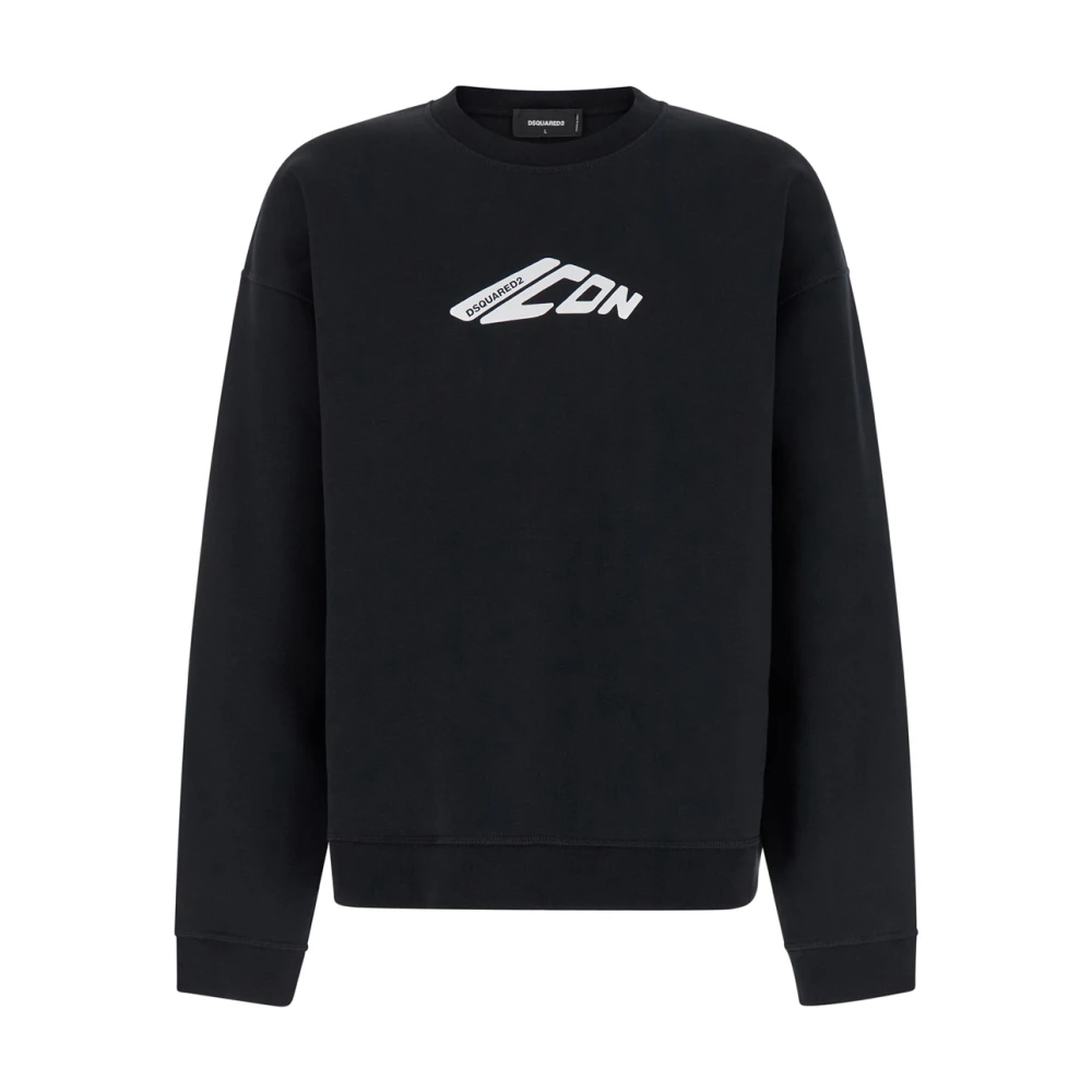 Dsquared2 Zwarte Sweater Nieuw Icon Girocollo Black Heren